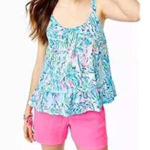 Lilly Pulitzer Loro Top Blue Ibiza Cabana Cocktail Size M